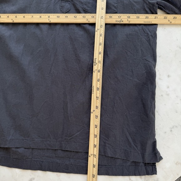 Onia Shirt Mens M Button Pullover Shirt Black Vacation Short Sleeve Linen Blend - Picture 6 of 11